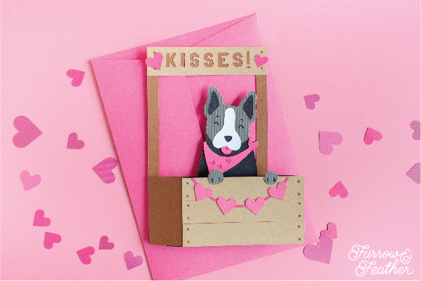 Dog Kissing Booth Card SVG - Boston Terrier