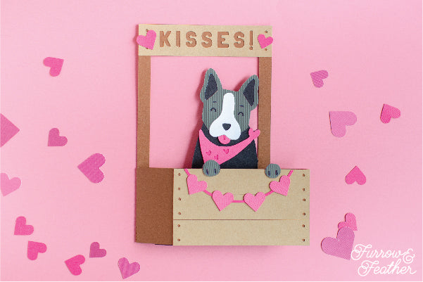 Dog Kissing Booth Card SVG - Boston Terrier