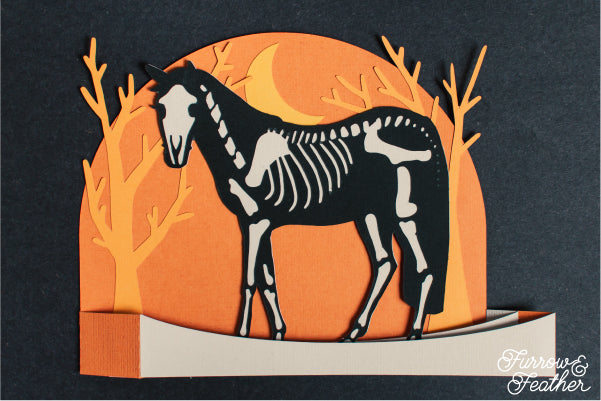 Halloween Skeleton Horse Card SVG