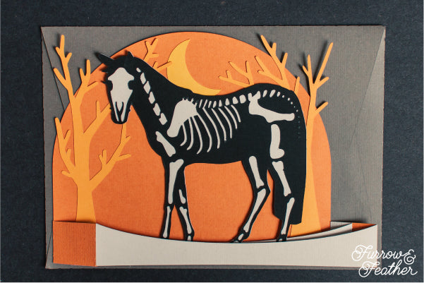 Halloween Skeleton Horse Card SVG