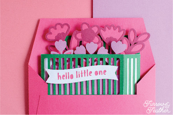 Baby Crib with Flowers Card SVG