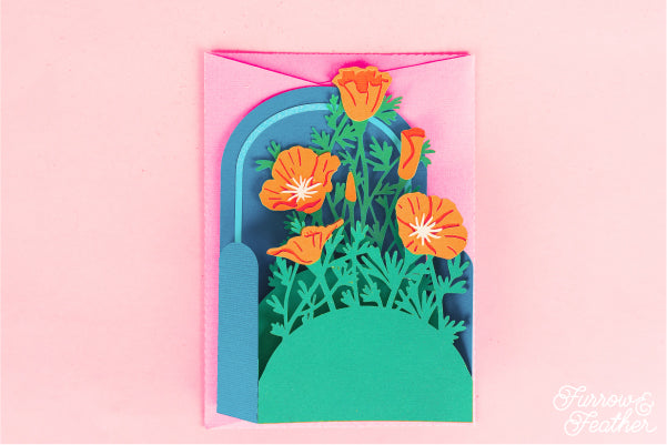 California Poppy Wildflower Card SVG