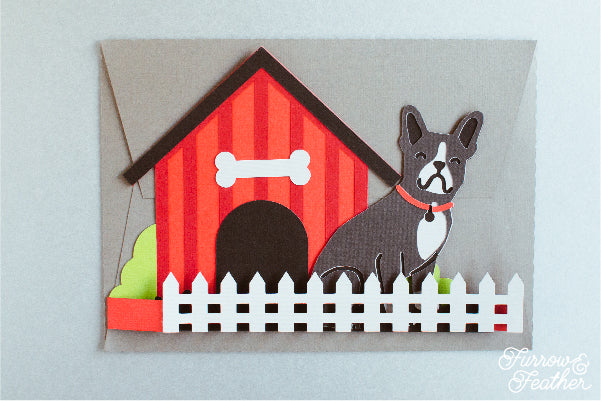 Dog House Card SVG - Frenchie