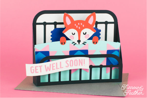 Get Well Soon Fox Card SVG