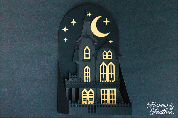 Halloween Haunted House Card SVG