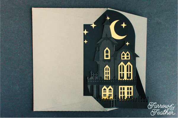 Halloween Haunted House Card SVG