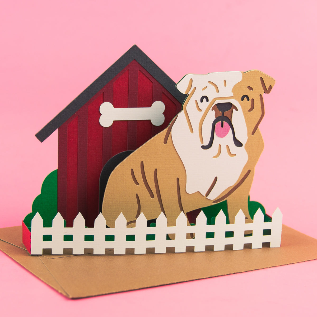 Dog House Card SVG - English Bulldog