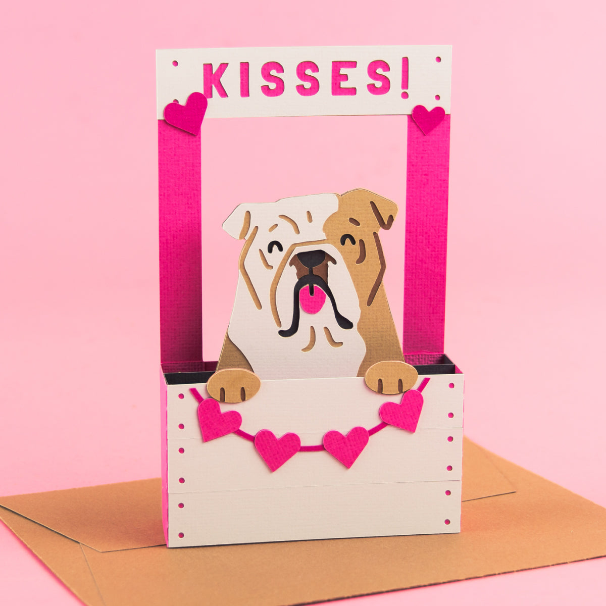 Dog Kissing Booth Card SVG - English Bulldog