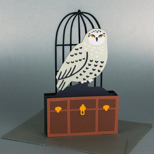 Snowy Owl and School Trunk Card SVG