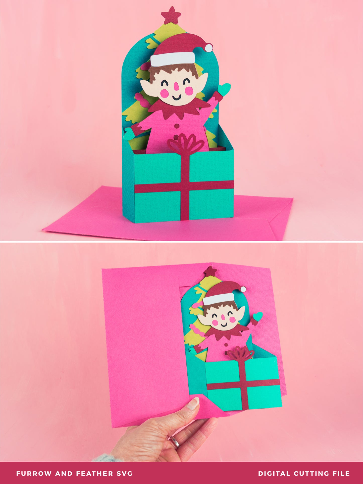 Christmas Card SVG - Gift Box Elf