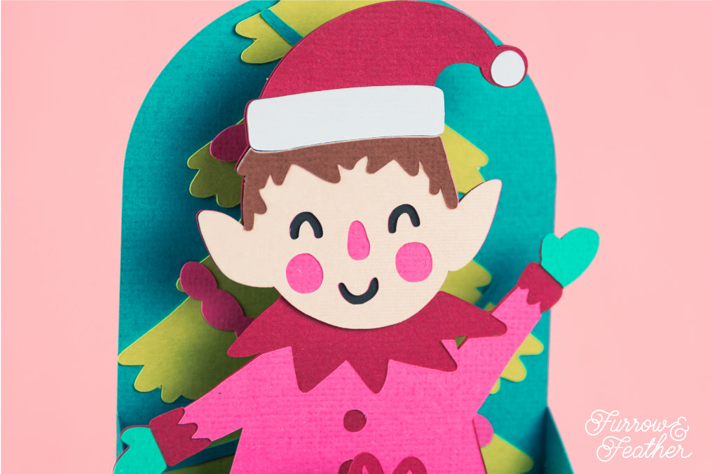 Christmas Card SVG - Gift Box Elf