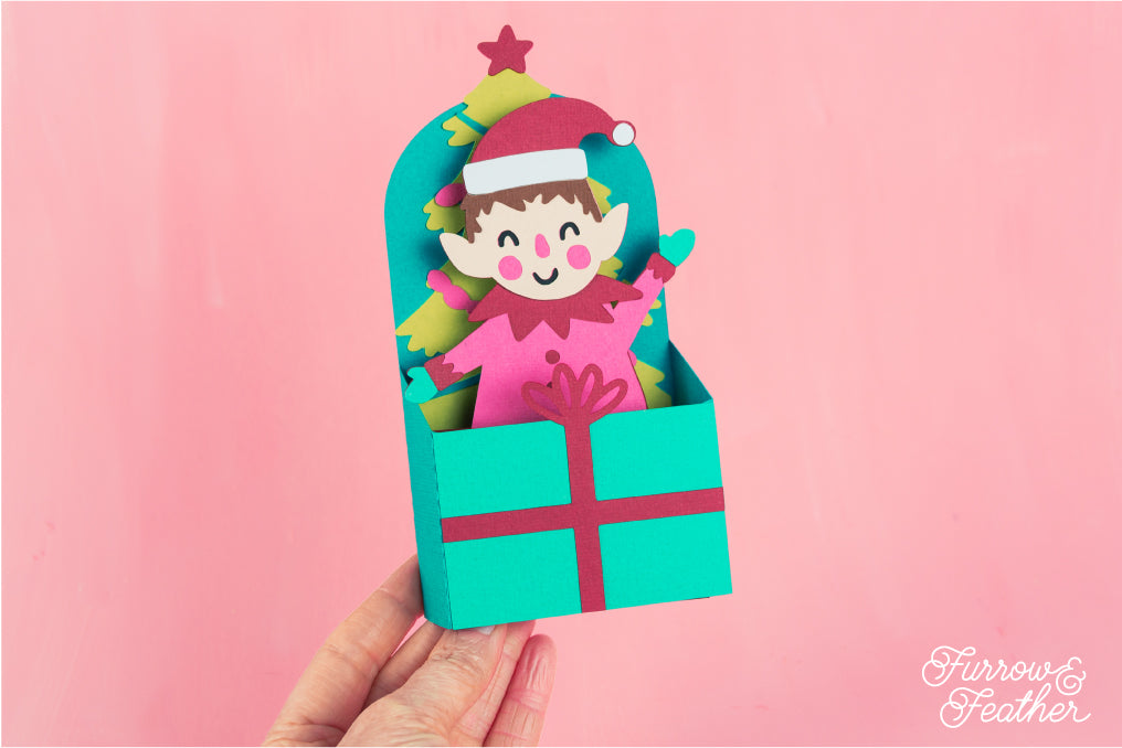 Christmas Card SVG - Gift Box Elf