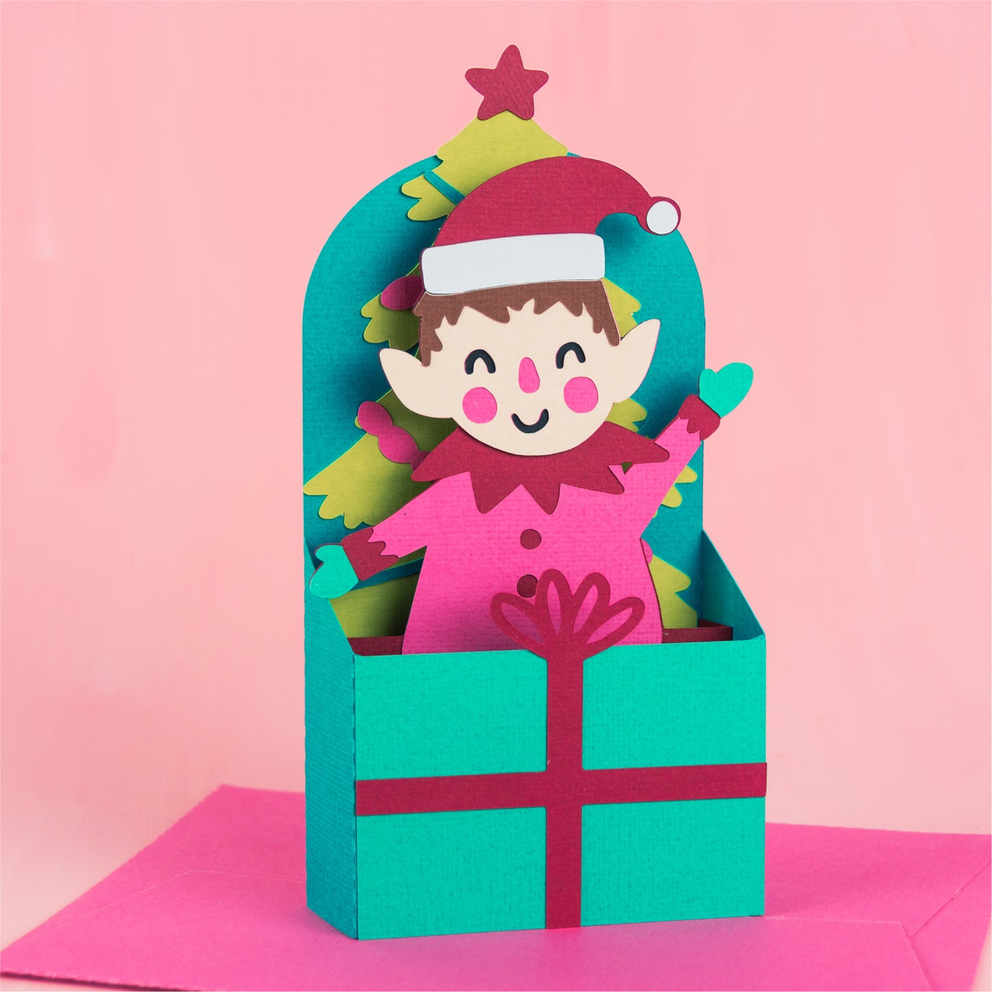 Christmas Card SVG - Gift Box Elf