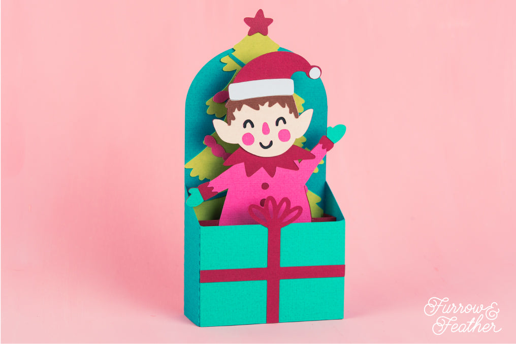 Christmas Card SVG - Gift Box Elf