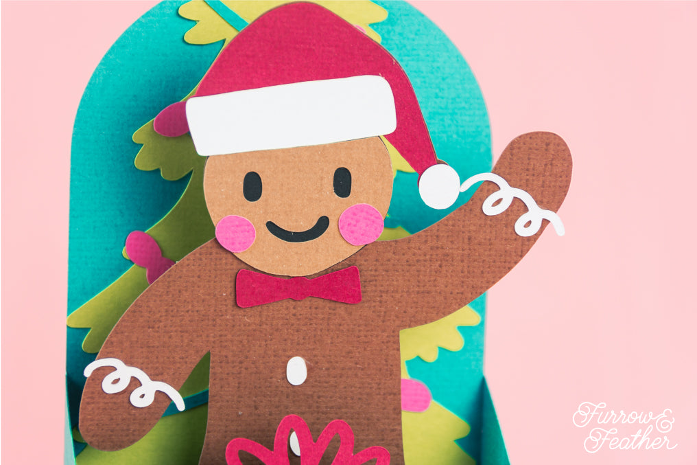 Christmas Card SVG - Gift Box Gingerbread Man