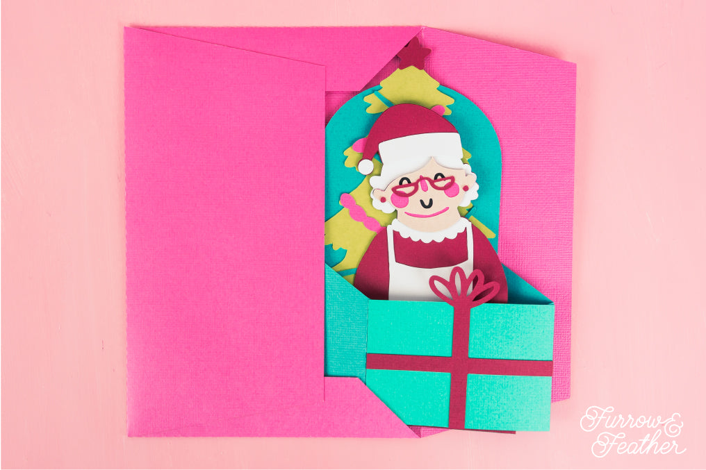 Christmas Card SVG - Gift Box Mrs Claus