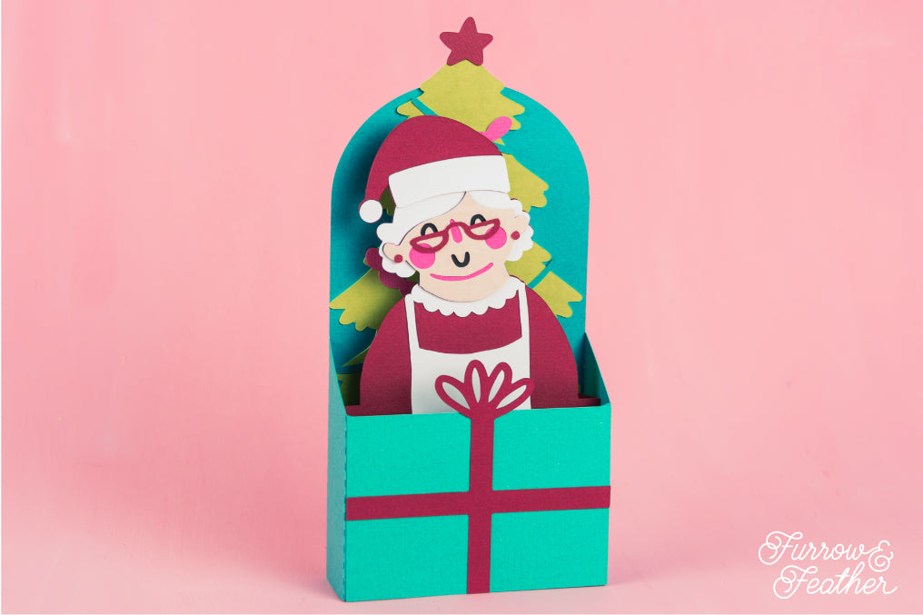 Christmas Card SVG - Gift Box Mrs Claus