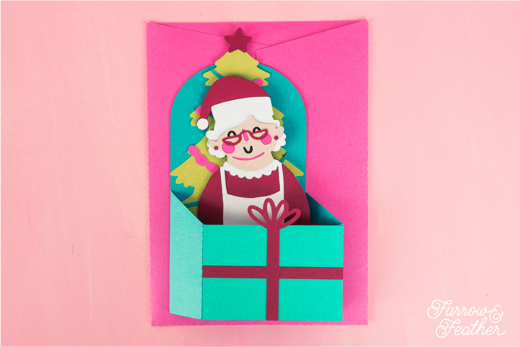 Christmas Card SVG - Gift Box Mrs Claus