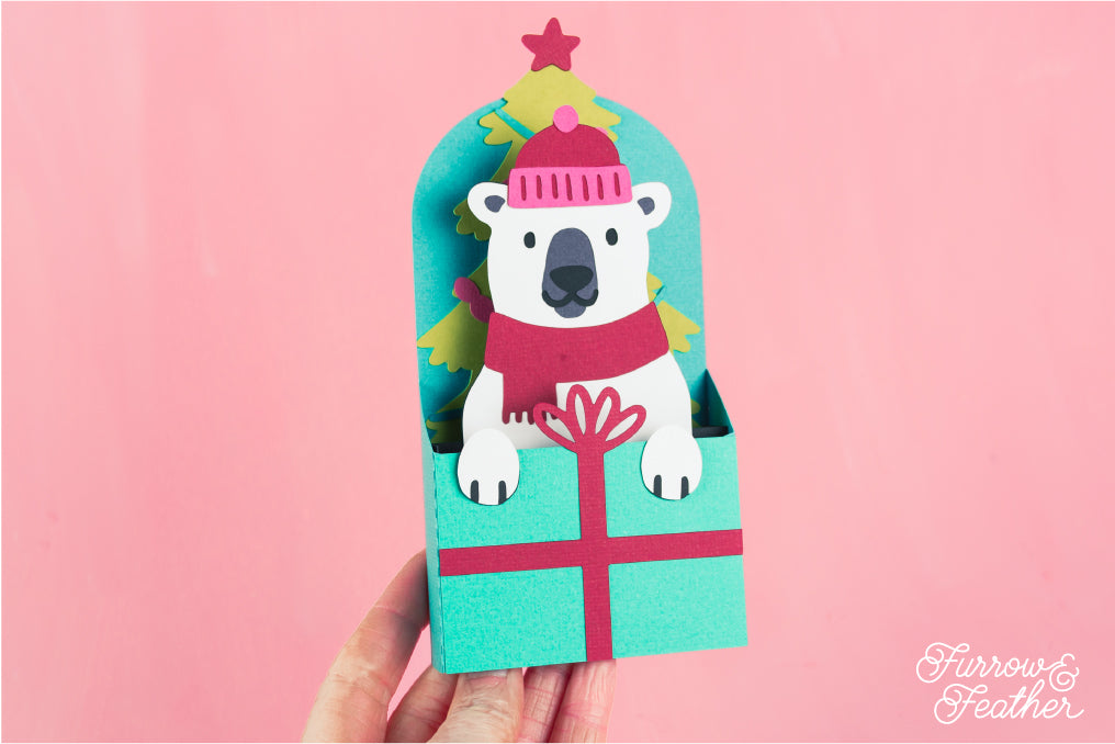 Christmas Card SVG - Gift Box Polar Bear