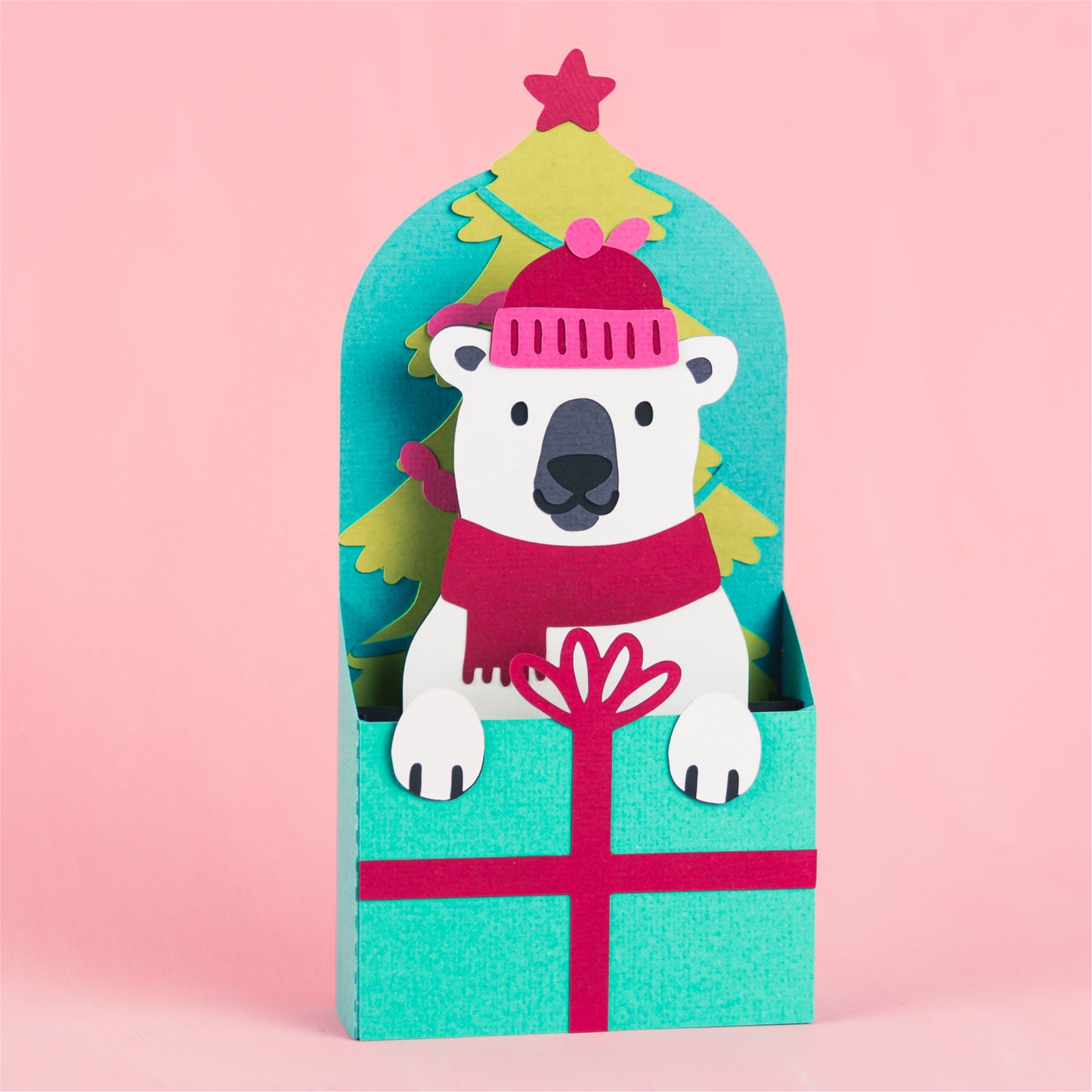 Christmas Card SVG - Gift Box Polar Bear