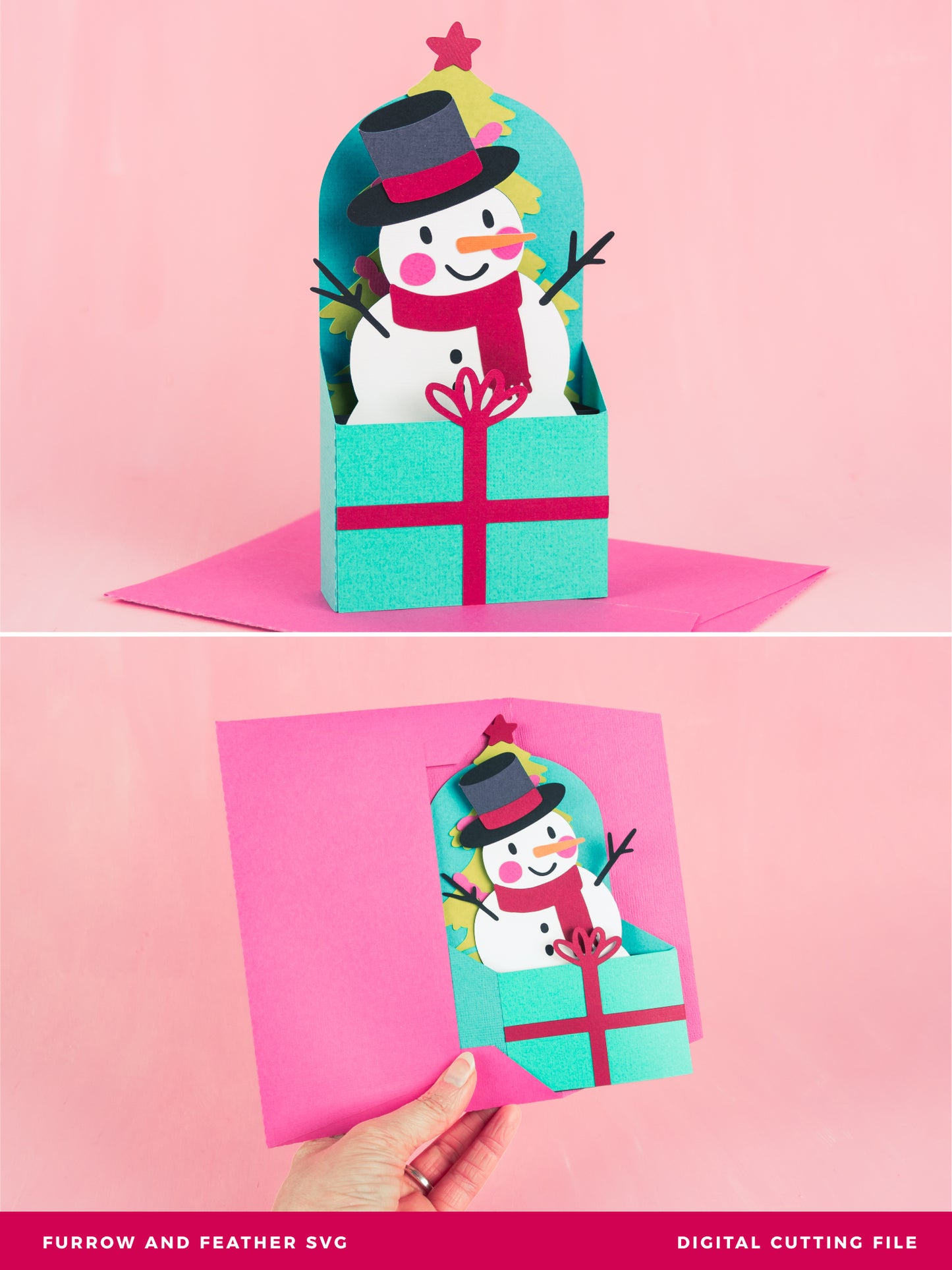 Christmas Card SVG - Gift Box Snowman