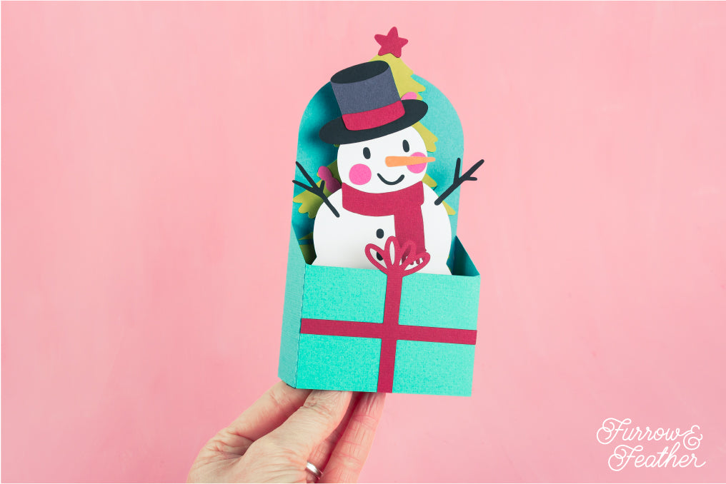 Christmas Card SVG - Gift Box Snowman