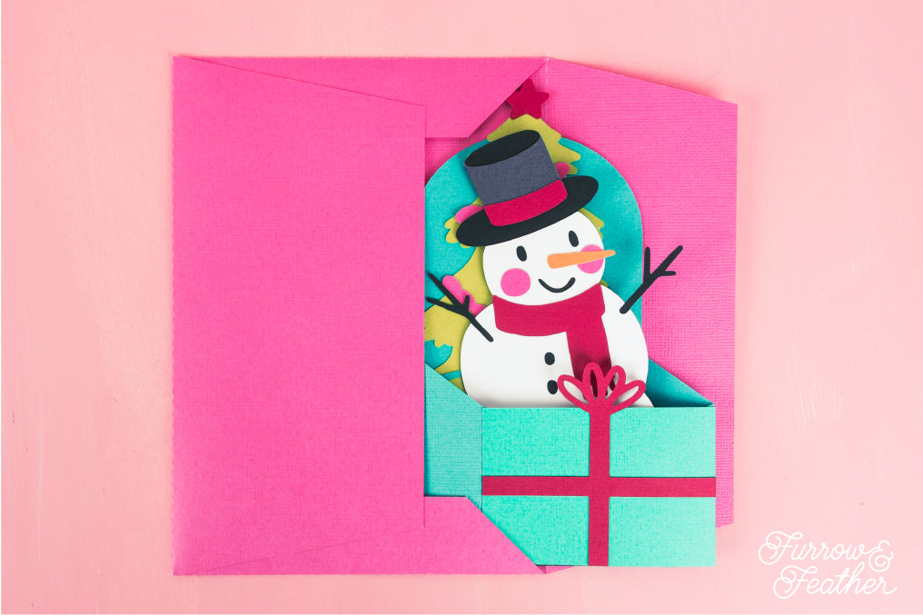 Christmas Card SVG - Gift Box Snowman