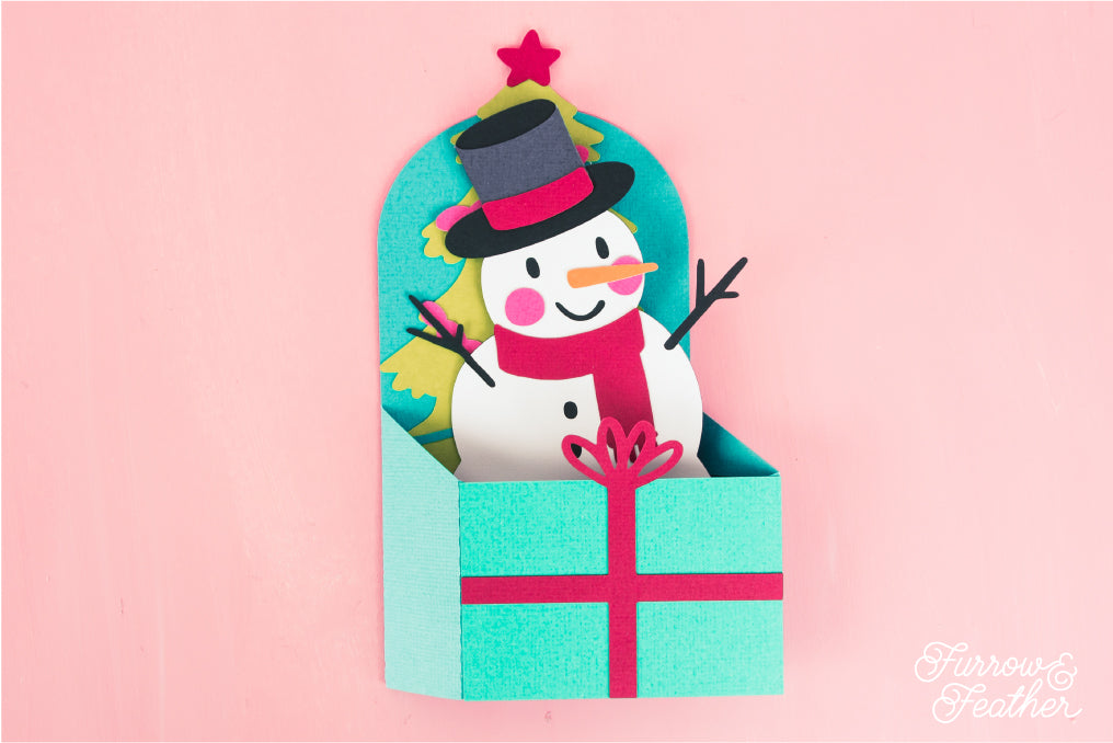 Christmas Card SVG - Gift Box Snowman