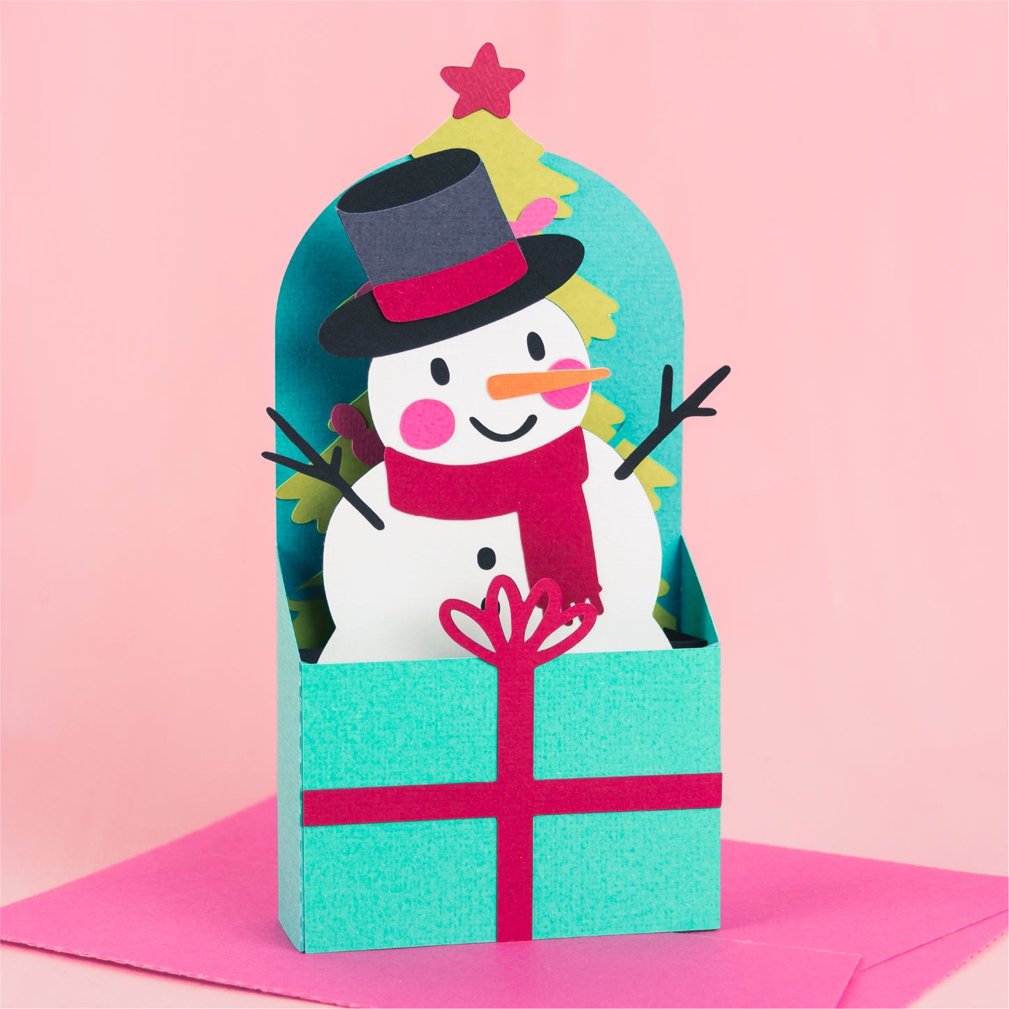 Christmas Card SVG - Gift Box Snowman