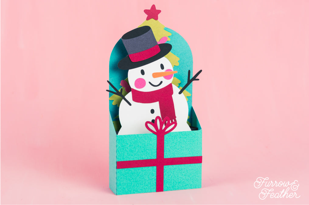 Christmas Card SVG - Gift Box Snowman