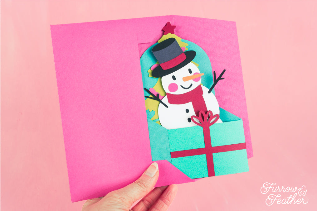 Christmas Card SVG - Gift Box Snowman