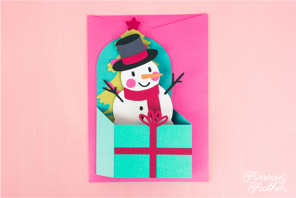 Christmas Card SVG - Gift Box Snowman