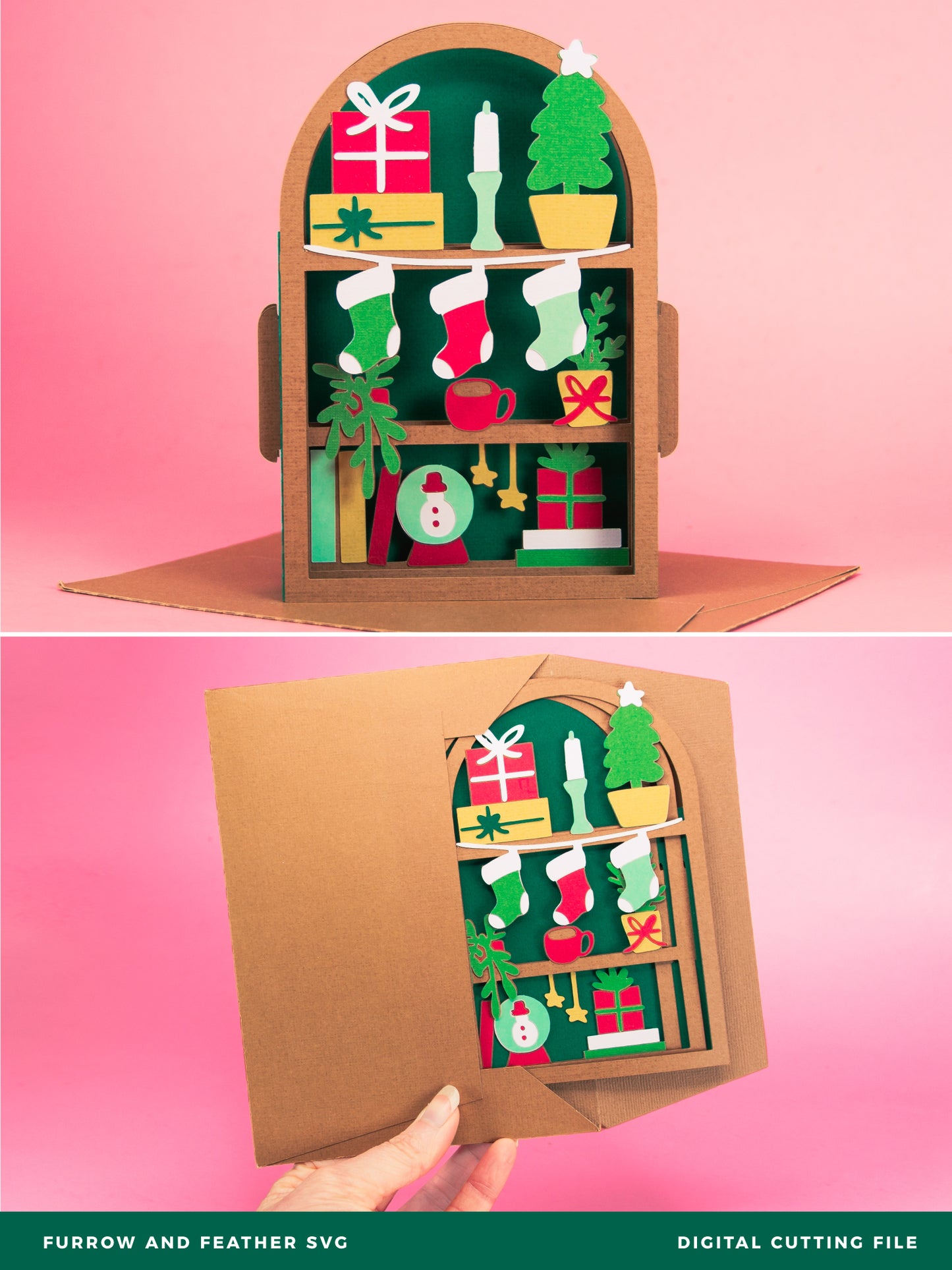 Christmas Shelf Card - 3D Christmas Card SVG