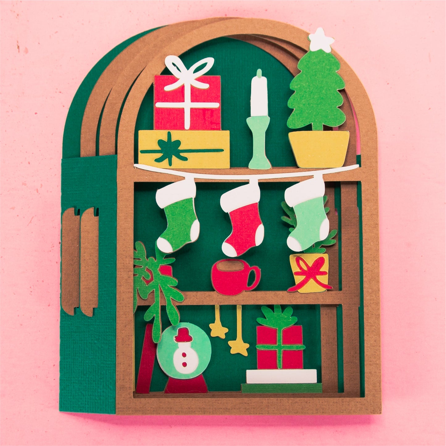 Christmas Shelf Card - 3D Christmas Card SVG