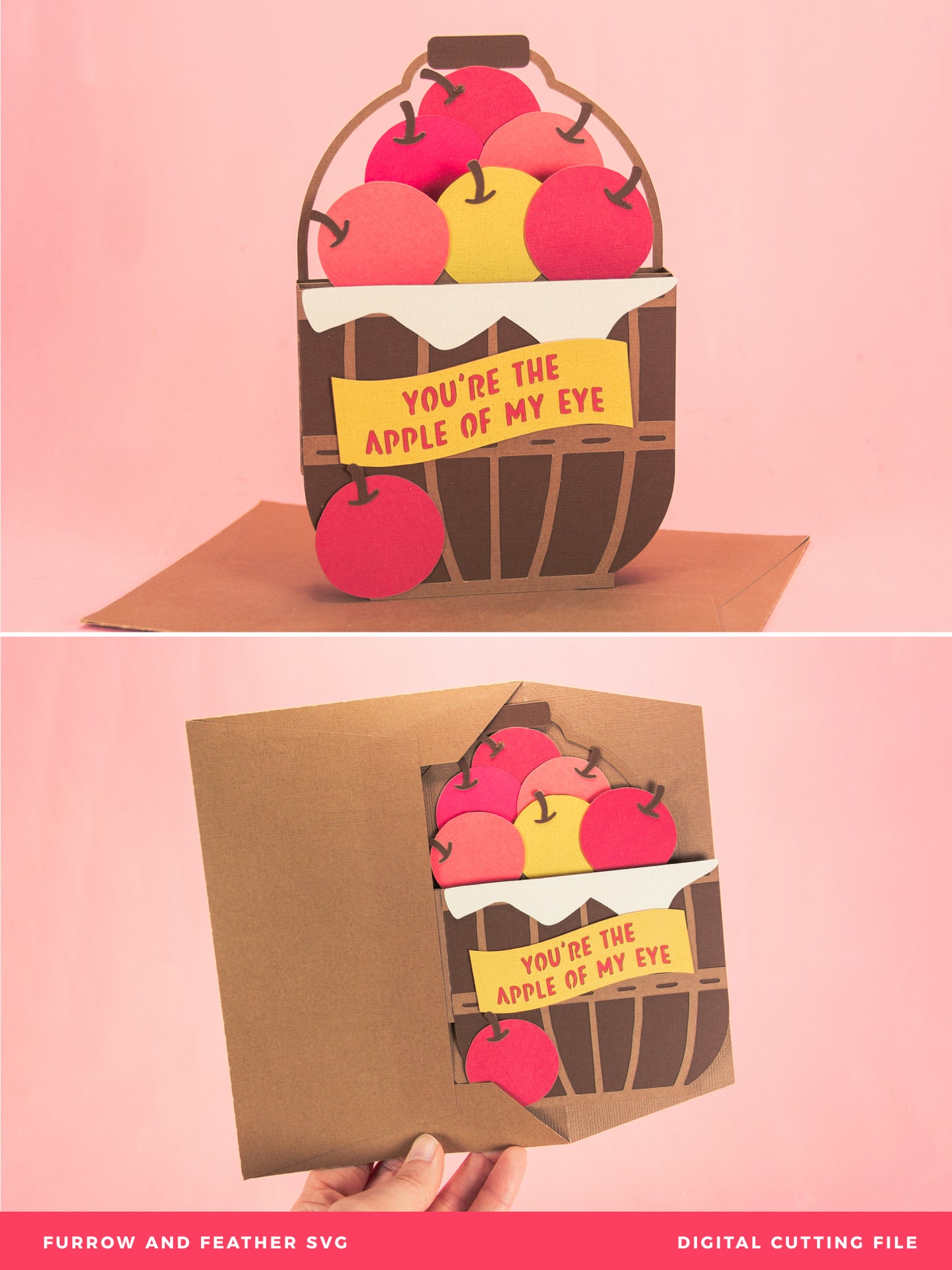 Apple Basket Card - 3D Autumn Card SVG