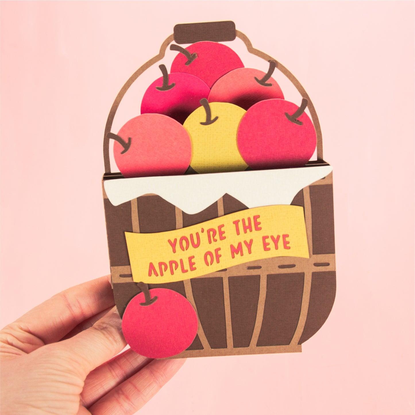 Apple Basket Card - 3D Autumn Card SVG