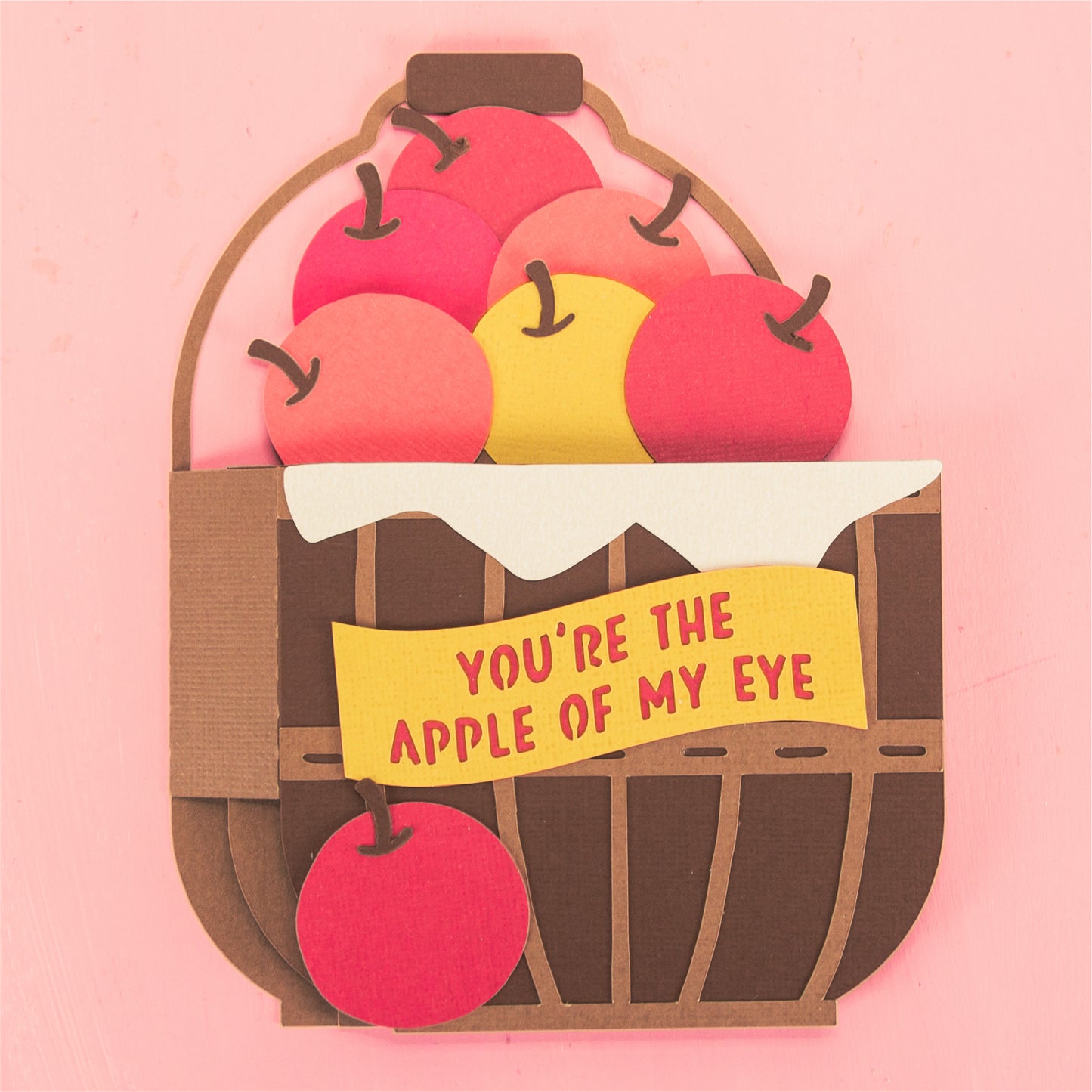 Apple Basket Card - 3D Autumn Card SVG