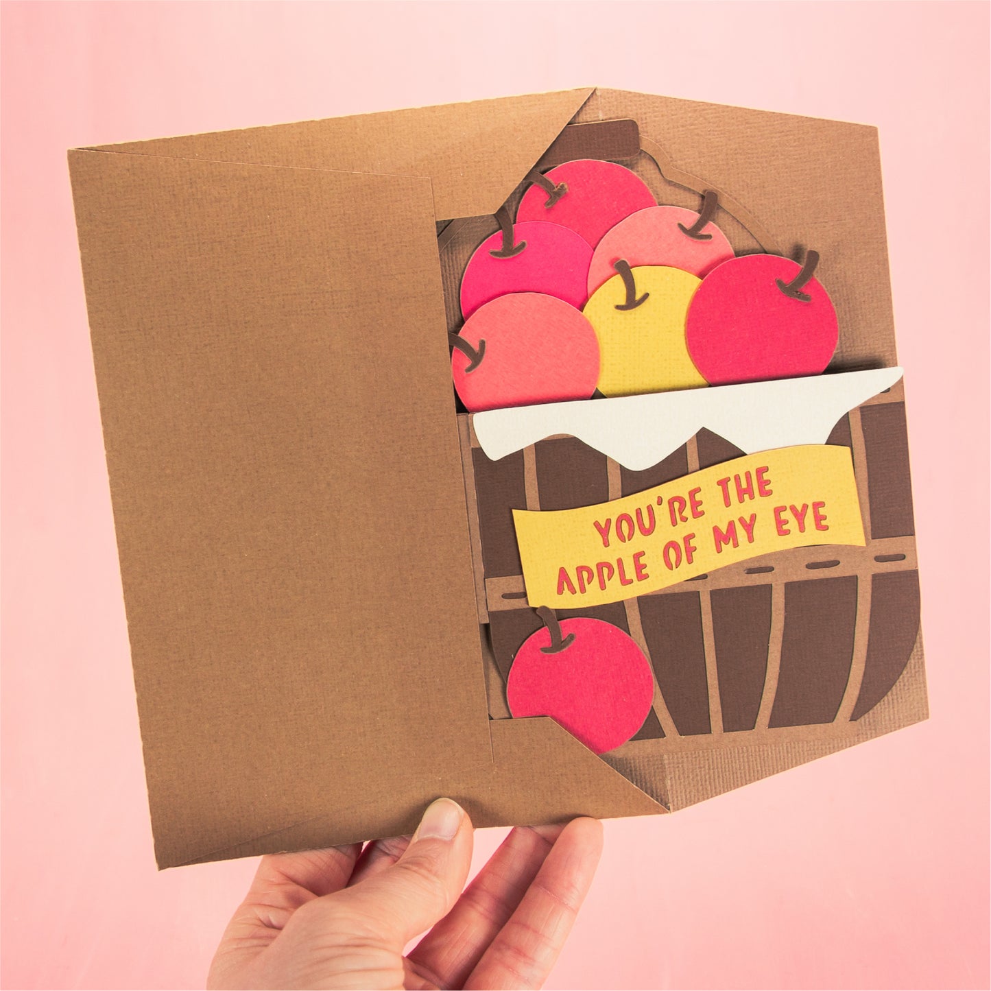 Apple Basket Card - 3D Autumn Card SVG
