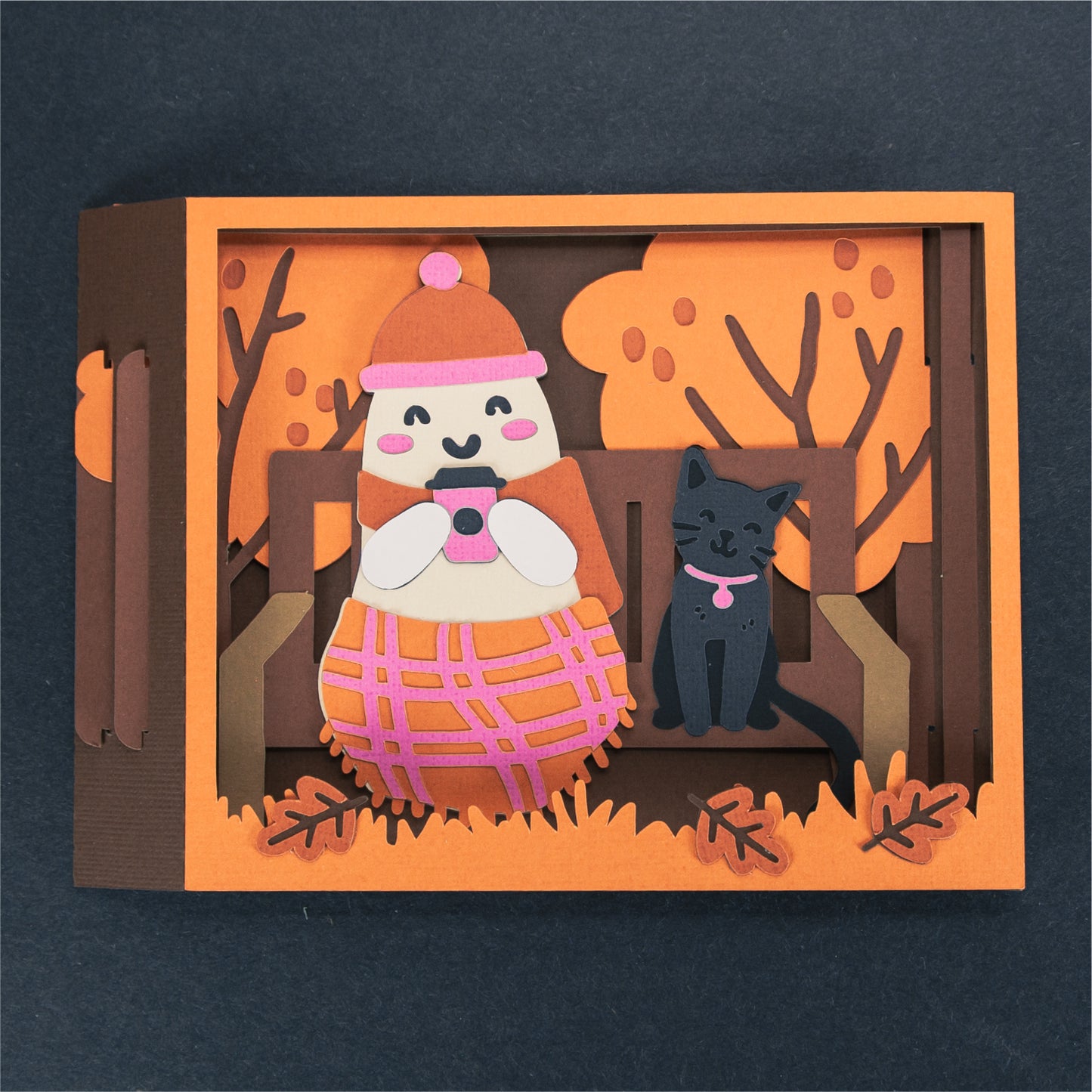 Autumn Ghost with Coffee Card - 3D Halloween SVG
