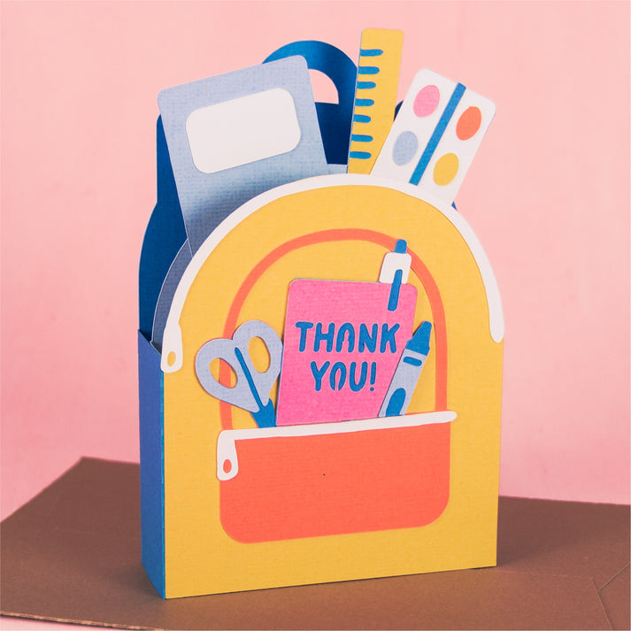 3D School Backpack Card - Teacher Appreciation Card SVG – Furrow and ...