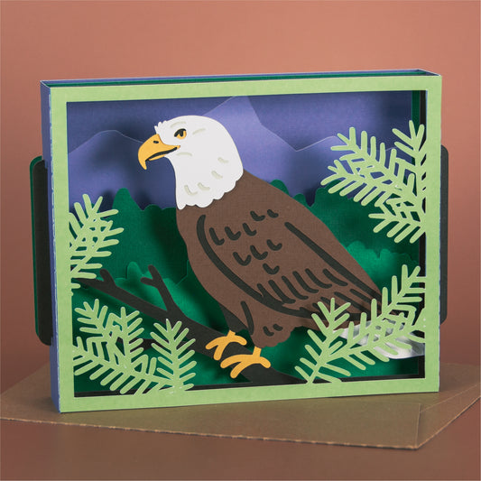 Bald Eagle Scene Card - 3D 4th of July Card SVG