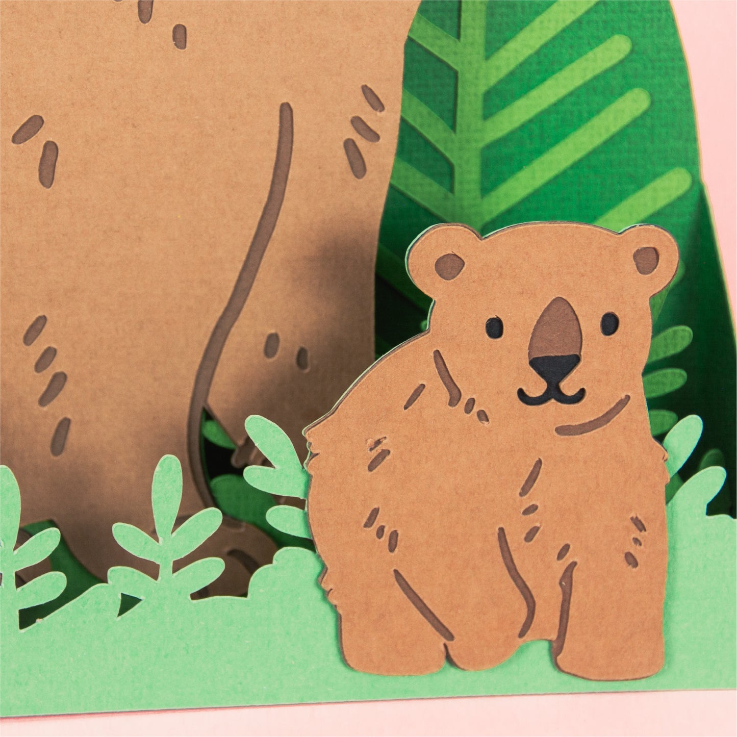 Bear and Cubs Card - 3D Outdoorsy Card SVG