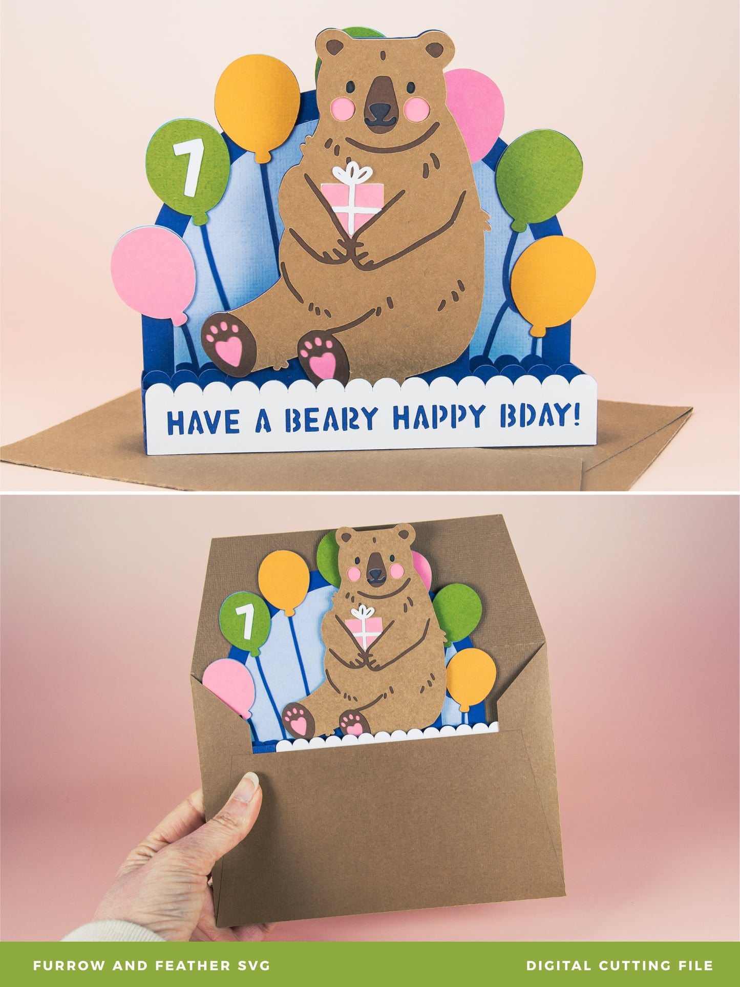 Have a Beary Happy Bday - Bear Birthday Card SVG