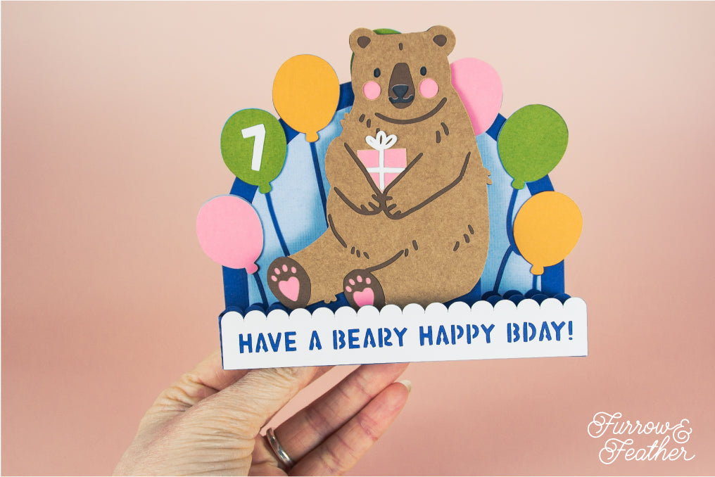 Have a Beary Happy Bday - Bear Birthday Card SVG