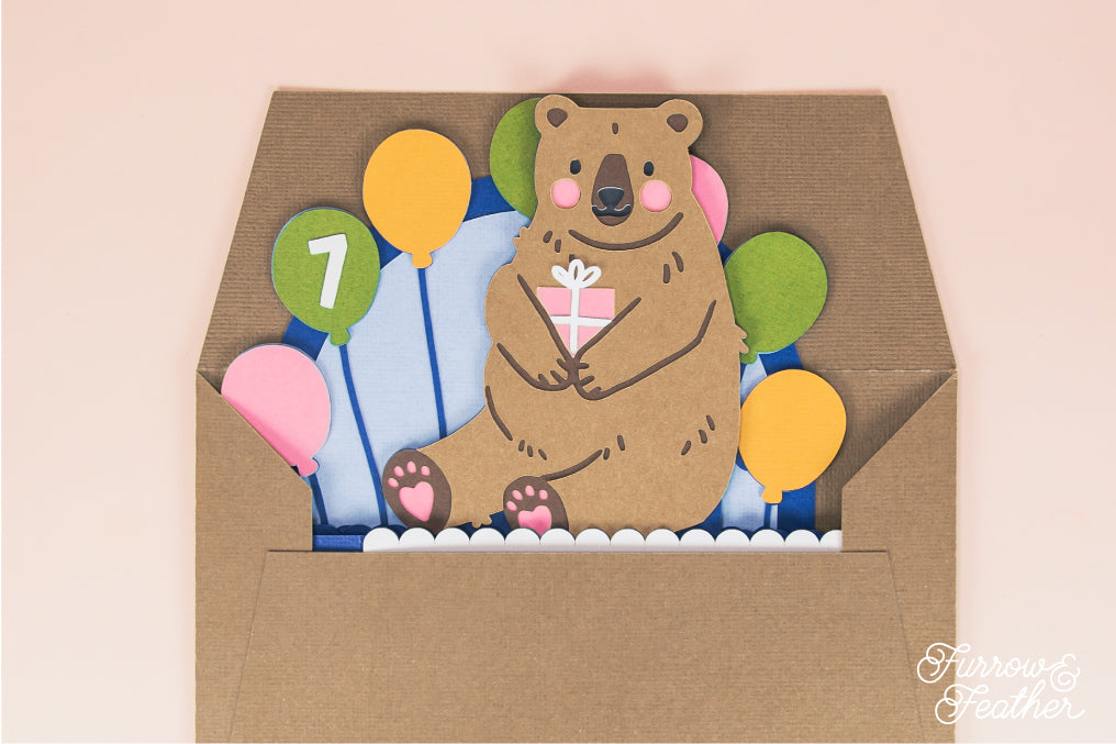 Have a Beary Happy Bday - Bear Birthday Card SVG