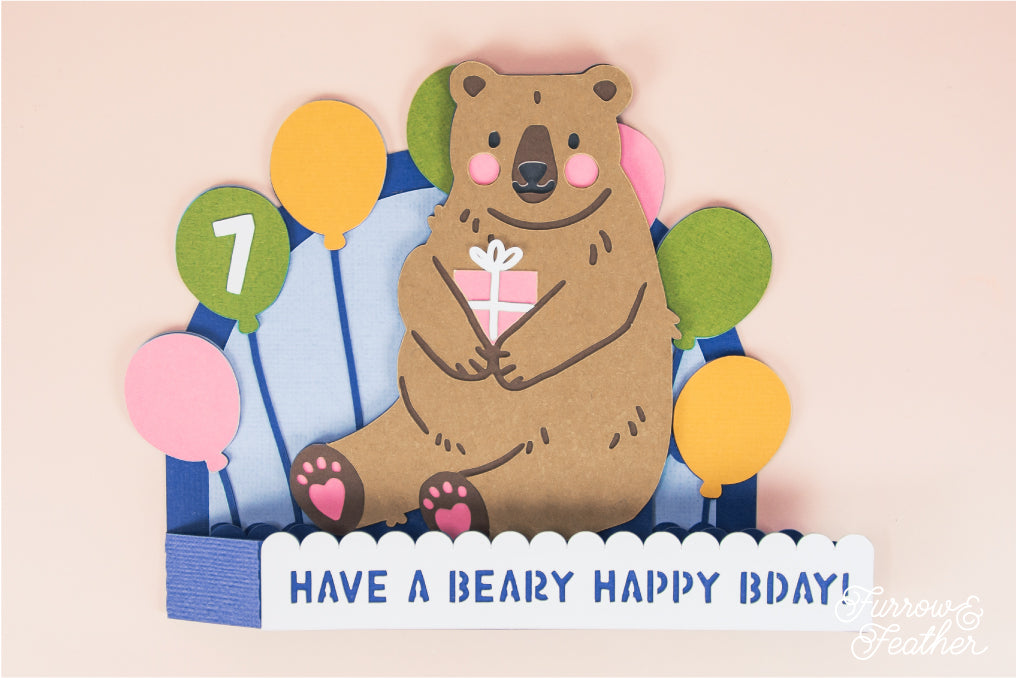 Have a Beary Happy Bday - Bear Birthday Card SVG