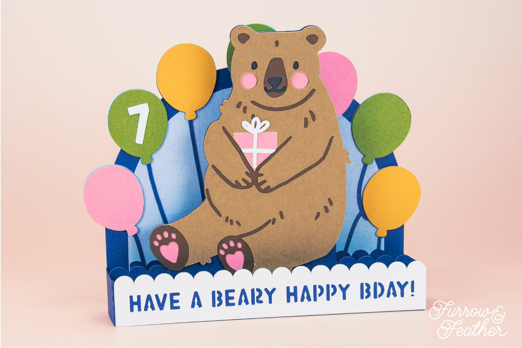 Have a Beary Happy Bday - Bear Birthday Card SVG