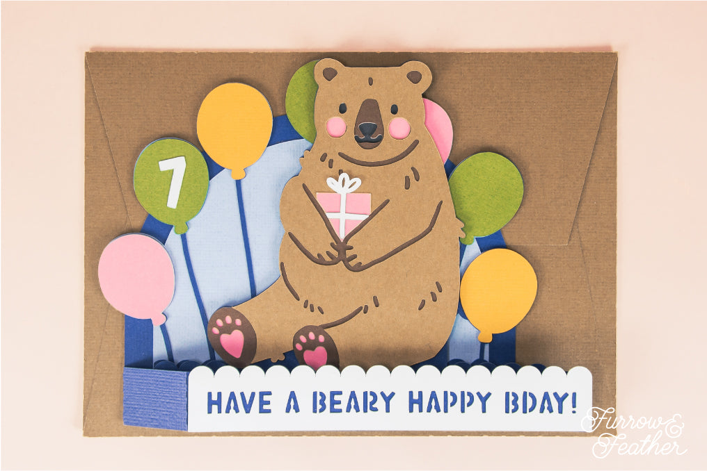 Have a Beary Happy Bday - Bear Birthday Card SVG