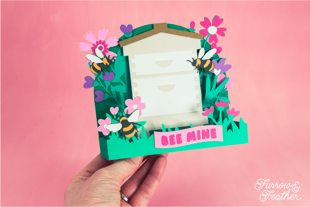 Bee Mine Beehive - Bumblebee Valentine's Day Card SVG