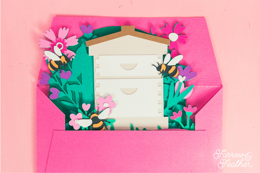 Bee Mine Beehive - Bumblebee Valentine's Day Card SVG